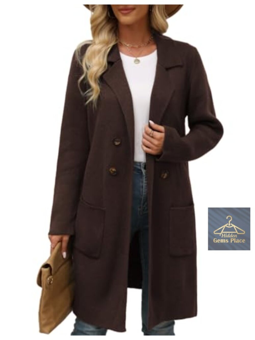 Women's Open Front Long Knit Cardigan Blazer Coatigan